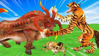 Zombie Bull Vs Tiger Wolf Rescue Save Cartoon Cow Videos Animal Revolt Epic Battle