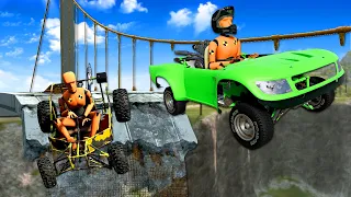 WEIRD CARS JUMP A BROKEN BRIDGE! (BeamNG)