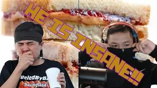 This man is a MONSTER 'Peanut Butter & Jelly WORLD RECORD Challenge (1-Minute)' REACTION