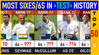 Most Sixes/6s in TEST Cricket History : TOP 50 | Cricket List | Test Cricket