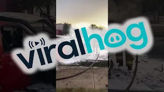 Thermos Keeps Ice Frozen During Raging Truck Fire || ViralHog