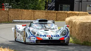 Porsche 911 GT1-98 Twin Turbo Flat-6 Engine Sound - 1998 24h of Le Mans winner at Goodwood FOS