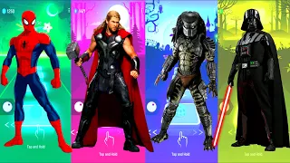 Spdierman 🆚 Thor 🆚 Predator 🆚 Darth Vader | Marvel Heroes | Tiles Hop Fun Ball