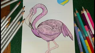 Фламінго графіка дудлінг зенарт зентангл // how to draw flamingo graphics Doodling. Zentangle Zenart