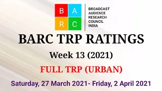 BARC TRP Ratings Week 13 (2021) : Full TRP Report (Urban)