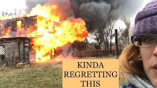 100 Year Old Farm House FIRE 🔥 | 70 MPH WIND WARNING | Part 2 | #abandonedfarm #housefire