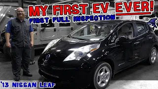 First EV in the CAR WIZARD's shop! See what he finds on his new '13 Nissan Leaf. Is it a good buy?