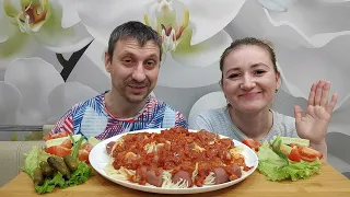 МУКБАНГ ОСЬМИНОЖКИ 🐙 | MUKBANG SPAGHETTI WITH SAUSAGES