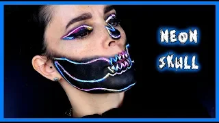 Neon skull makeup tutorial | Silvia Quiros