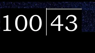 Dividir 43 entre 100 division inexacta con resultado decimal de 2 numeros con procedimiento