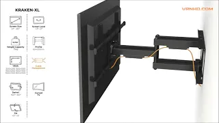 KRAKEN-XL How to Install Heavy-Duty Full-Motion TV Wall Mount [VRNHD.COM]