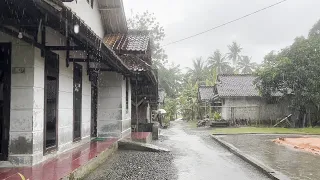 [4K] Heavy Thunderstorm Heavy Rain Walks in Village | The Sound of Rain in Indonesian Village Life