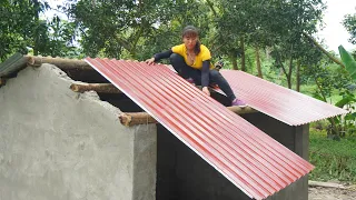 TIMELAPSE: START to FINISH Alone Building House With Brick & Cement - BUILD LOG CABIN