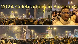 New Year 2024 Celebration 🎉 in Barcelona Over 1000s  people 🎆 #happy2024 #happynewyear #barcelona