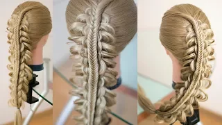 Коса на косе, новый вариант  Тройная коса  Коса в школу  Hair tutorial