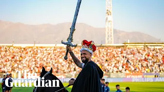 Arturo Vidal dresses as medieval knight and rides horse for 35,000 fans at unveiling