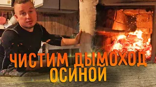 Чистка дымохода от сажи осиной / Дедовский способ работает? / Деревня 2.0