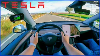 2021 Tesla Model Y [345 HP] - Autobahn Top Speed Drive POV