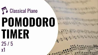 Pomodoro Timer | Classical Piano And Binaural Beats | 1 Hour (25 / 5 x 2)