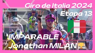 GIRO DE TALIA 2024 ETAPA 13❤️️ IMPARABLE JONATHAN MILAN🚀