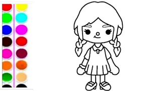 Draw a cute little girl drawing for children||Drawing, colouring and painting for kids.