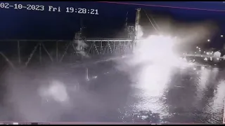 Удар по мосту в Затоке 10.02.2023/Drone boat explosion under bridge in Zatoka 10.02.2023