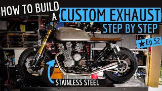 How to Build a Cafe Racer Custom Exhaust - Honda CB750  [Stainless] TIME LAPSE