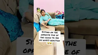 Sitting on the opposite side of the couch prank on wife 😂#prank #shorts #funny #couplegoals #viral