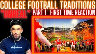 BRITISH GUY FIRST TIME REACTION TO COLLEGE FOOTBALL *Best Traditions In College Football Part 1*