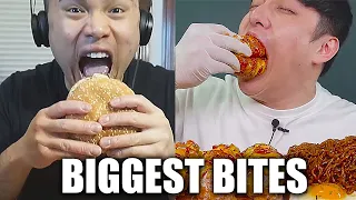 mukbangers taking the BIGGEST bites I'VE EVER SEEN