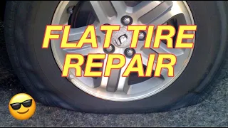 HOW TO PLUG A FLAT TIRE - DIY Tire Puncture Repair.