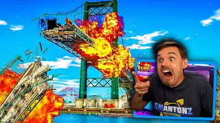 In GTA 5.. BRIDGE COLLAPSES from a MASSIVE explosion! (WOAH!)