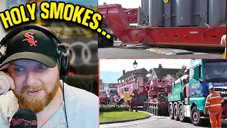 American Reacts to Abnormal Load HEAVY Transport Through Tight UK Streets