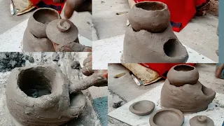 Great way to make a miniature Kitchen |how to make Clay Kitchen | Mitti ke bartan | Kitchen set