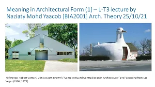 Meaning in Architectural Form (1)  [L-T3 Arch Theory S1 2021-22] Pre-recorded