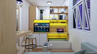 TINY APARTMENT 194sqft ( MICRO APARTMENT 18sqm ) | Space Saving Design Ideas | NEVER TOO SMALL