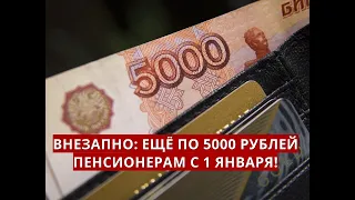 Внезапно: ещё по 5000 рублей ПЕНСИОНЕРАМ с 1 января!