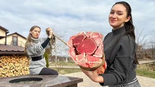 Baked Bone Marrow with Inexpressibly Tender Beef Meat From the Oven