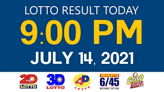 Lotto Results Today July 14 2021 9pm Ez2 Swertres 2D 3D 4D 6/45 6/55 PCSO