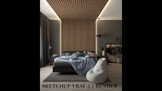 sketchup vray realistic bedroom render| Realistic render with Vray 5.1| #Beginnerstutorial