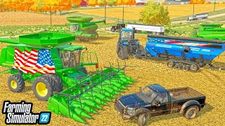 BIG AMERICAN CORN HARVEST CREW! (9 MAN CREW?) | FARMING SIMULATOR 22