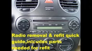 VW Beetle 1998 onward  radio removal guide + refit + part numbers needed for aftermarket radio