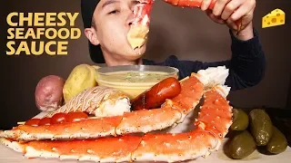 CHEESY SAUCE 🧀 ALASKAN KING CRAB SEAFOOD 🦀 + LOBSTER TAIL • mukbang • LESS TALKING + MESSY EATING