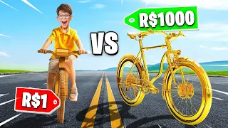 BIKE DE R$ 1,00 REAL VS BIKE DE R$ 10 MIL REAIS