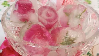 Rose ice cubes