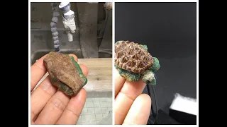 Gemstone carving: Hand Carved Chrysoprase turtle