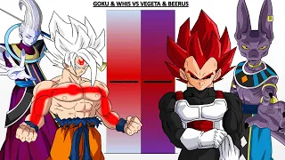 Son Goku & Whis VS Prince Vegeta & Lord Beerus POWER LEVELS Over The Years (DB/DBZ/GT/DBS)