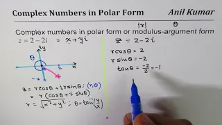 Complex Number 2 - 2i convert to Trigonometric Polar modulus argument Form