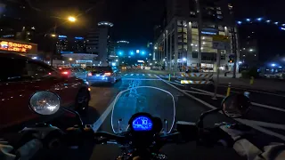 Rebel 1100 POV Night Ride Through Town - Pure Sound - ASMR