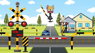 【踏切動画】ぶんきかんかんキング踏切 マルチカラー 美しい漫画アニメ |  color Railroad Crossings Beautiful Funny Cartoon Animation